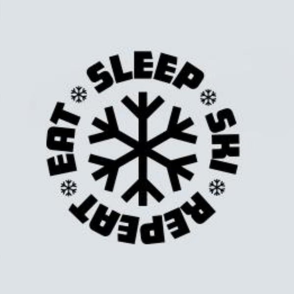 Eat Sleep Ski Repeat Wall Decal Vinyl Sticker Sign Skiing Wall Decor Winter Man Cave Skier Gift Peel and Stick Removable Decal Wall Art 1327