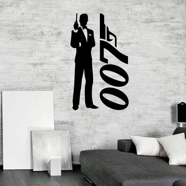 James Bond Vinyl Sticker Agent 007 Decoration Action Film Wall Decals Boy's Room Decor Teen's Art Print Design Silhouette Poster (3jsbn)