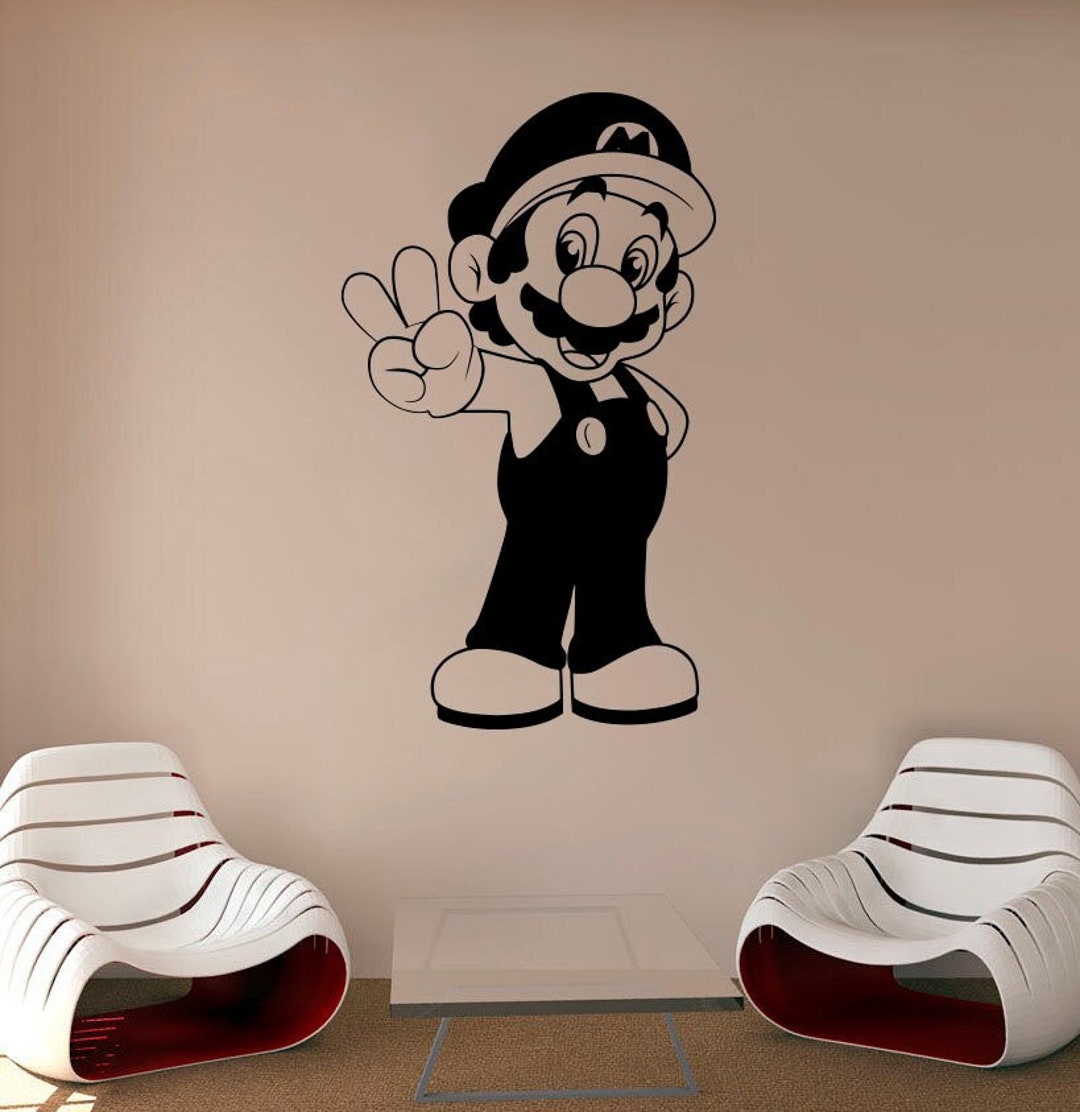 Mario Wall Decal Vinyl Sticker Video Game Decals Home Wall Art Etsy