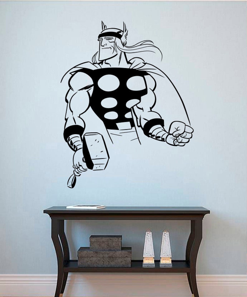 Thor Wall Decal Thor Avenger Vinyl Sticker Superhero Wall Etsy UK