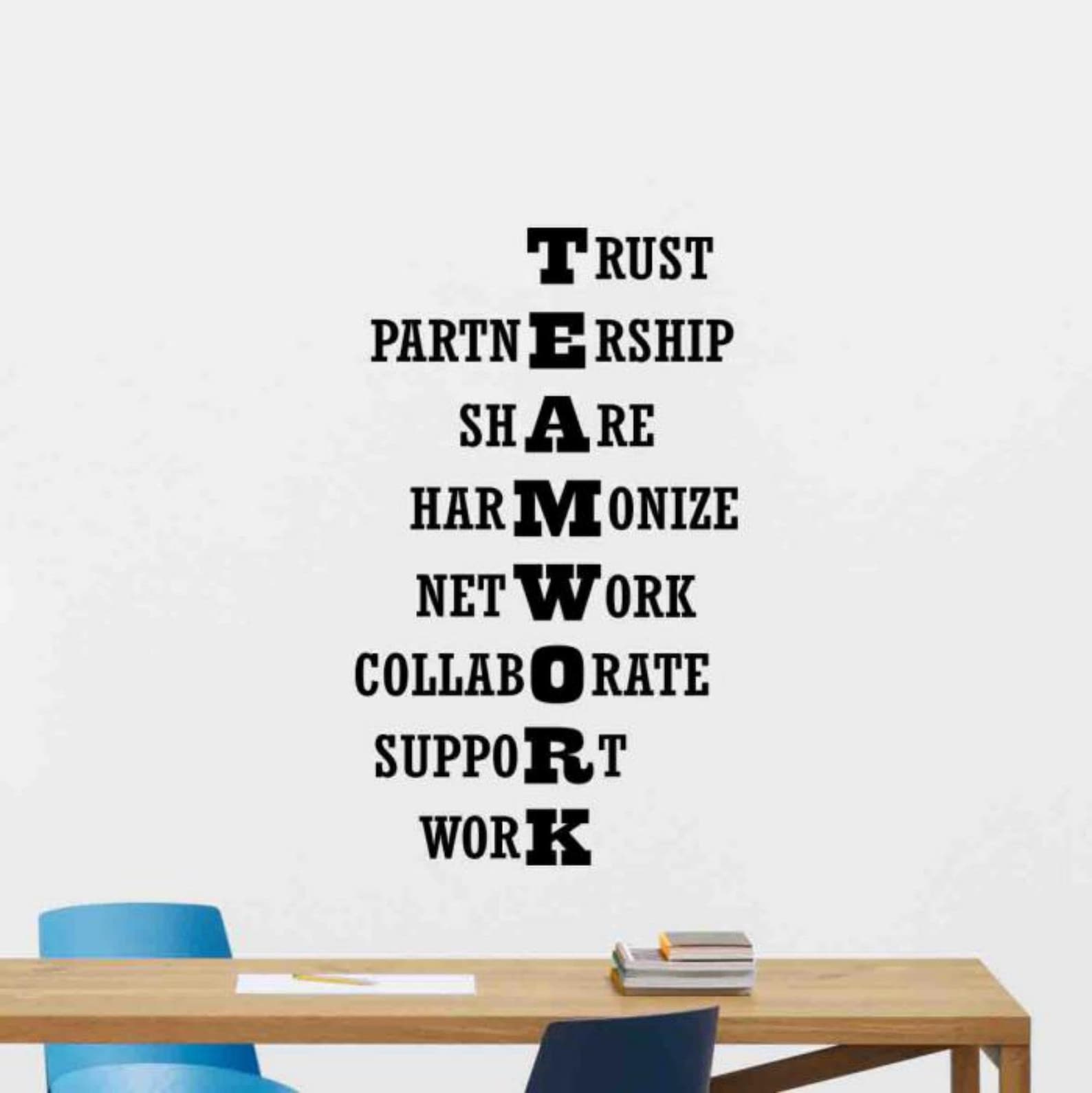 Teamwork Wall Decal Office Sign Vinyl Sticker Teamwork Quotes Etsy