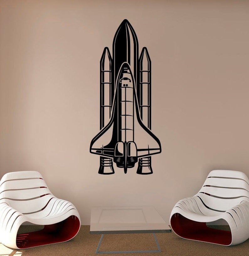 Rocket Ship Wall Decal Spaceship Vinyl Sticker Space Decals Etsy