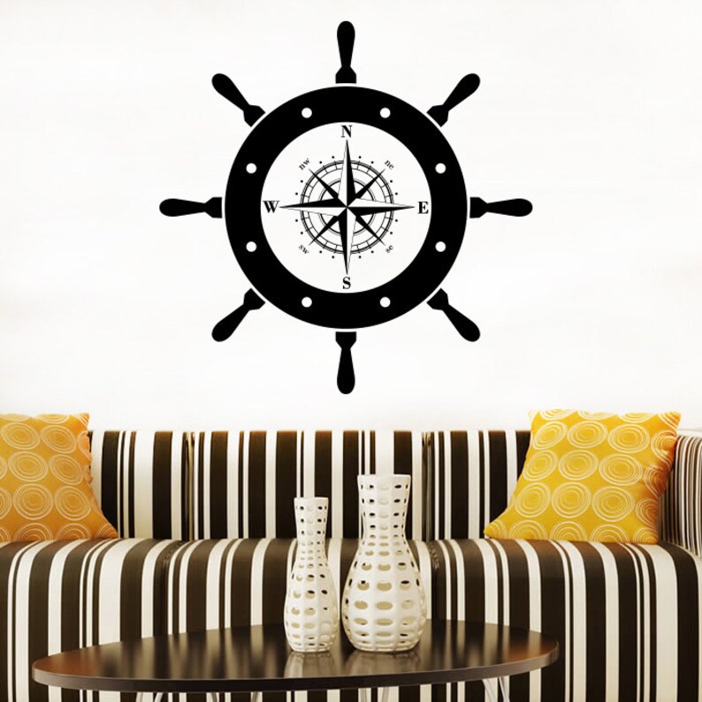 Ship Wheel Wall Decal Steering Wheel Vinyl Sticker Helm Decals Etsy