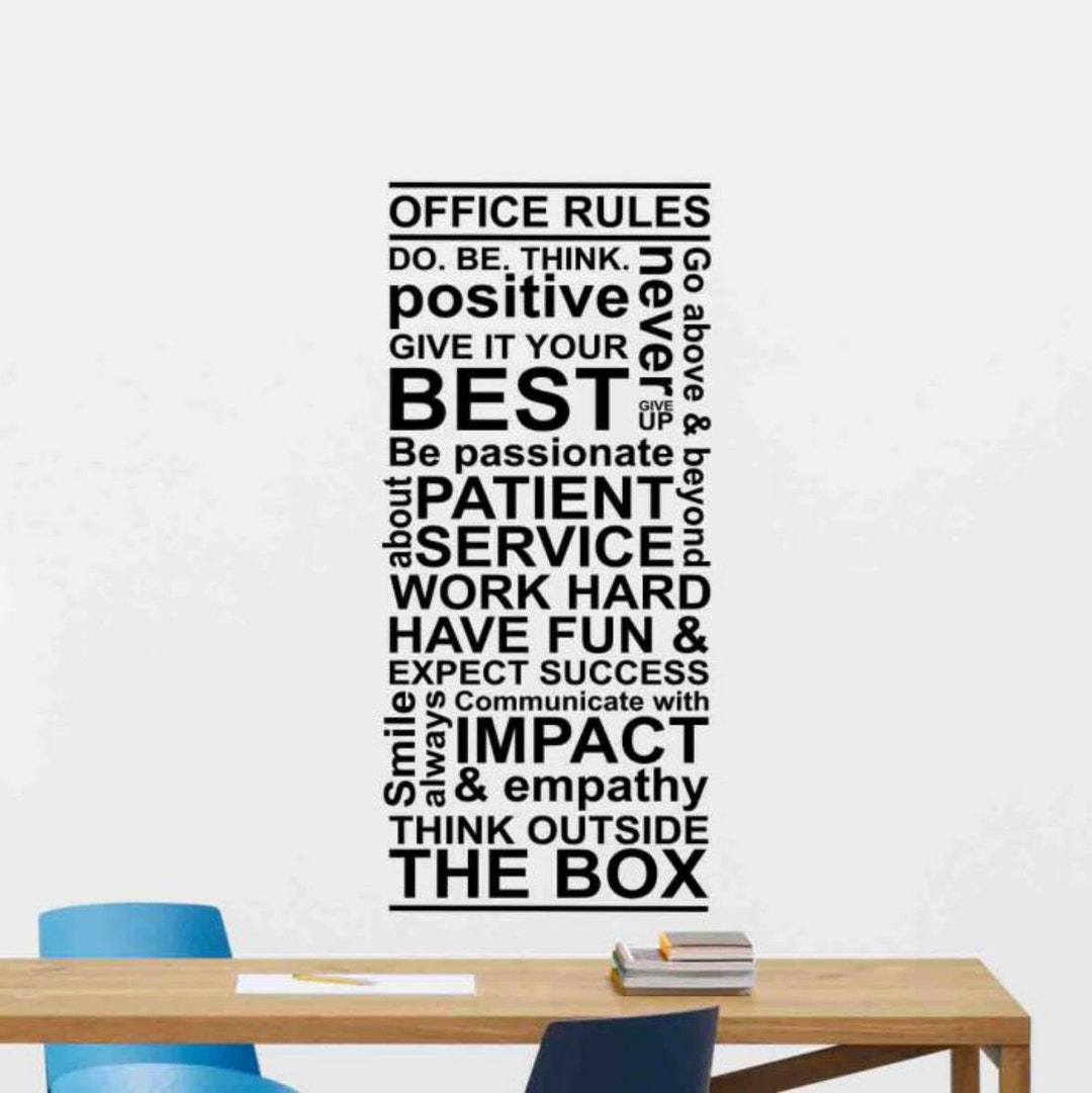 Office Rules Wall Decal Office Sign Vinyl Sticker Teamwork Quotes