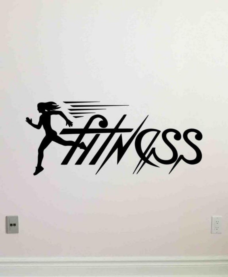 Fitness Wall Decal Sign Runner Vinyl Sticker Running Girl Run Etsy