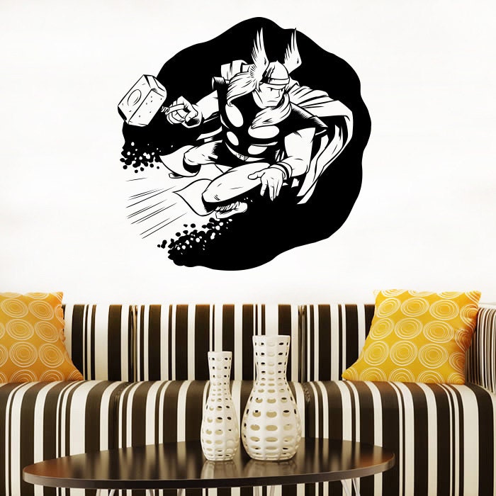Thor Wall Decal Thor Avenger Vinyl Sticker Superhero Wall Etsy