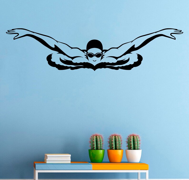 Swimmer Wall Decal Swimming Vinyl Sticker Water Sport Stickers - Etsy