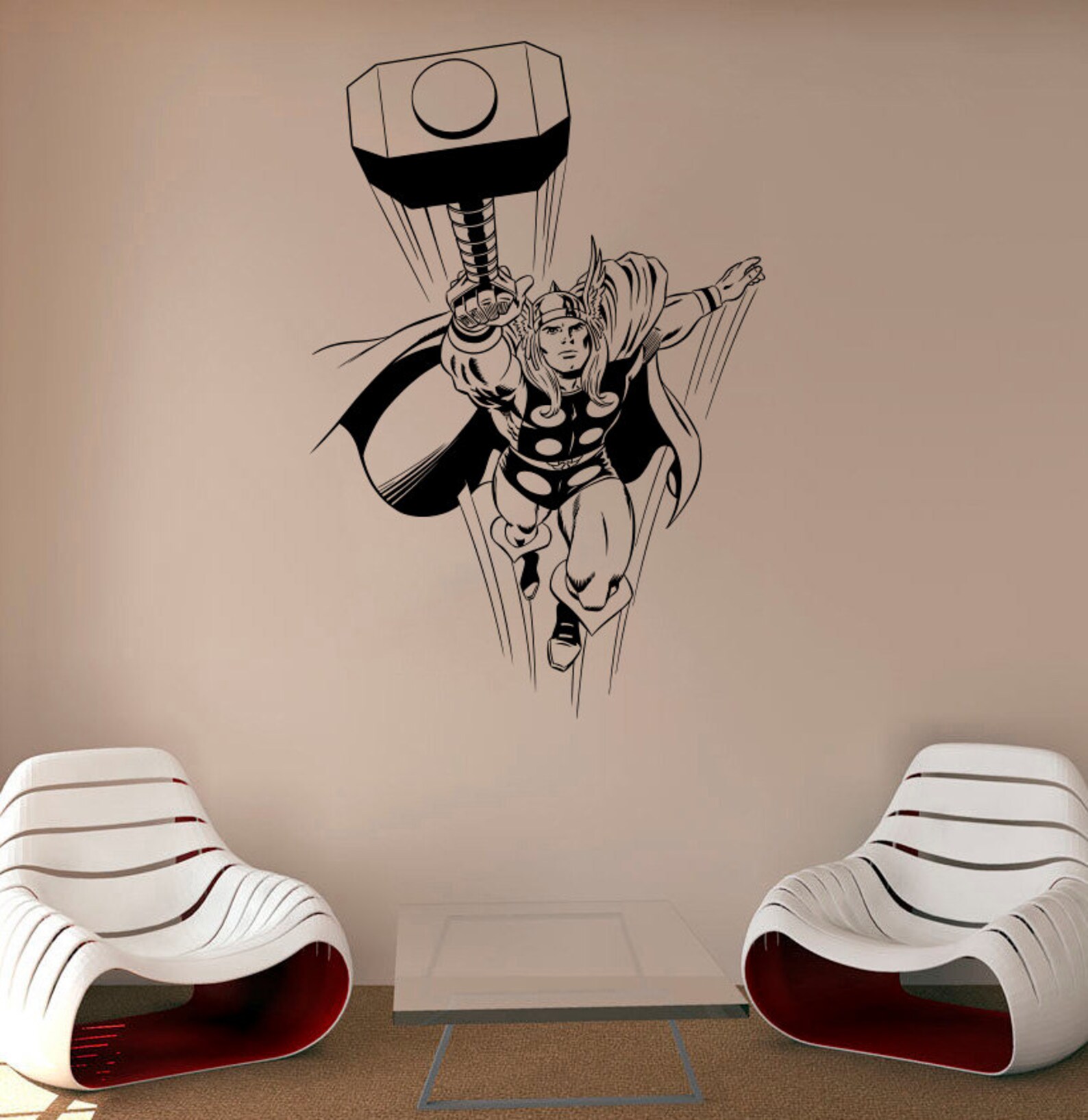Thor Wall Decal Thor Avenger Vinyl Sticker Superhero Wall Etsy