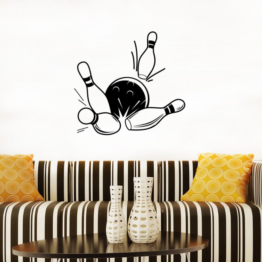 Bowling Wall Sticker Skittles Vinyl Decal Sports Wall Decor Etsy