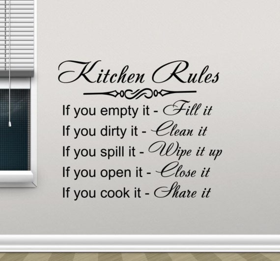 Kitchen Rules Wall Decal Motivational House Sign Food Quote Etsy