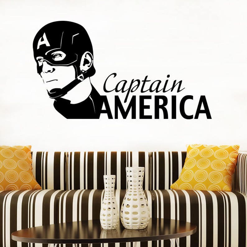 2cpaa Captain America Wall Design Avenger Animated Silhouette Comics Interior Wall Decor Boy/'s Room Decals Vinyl Sticker