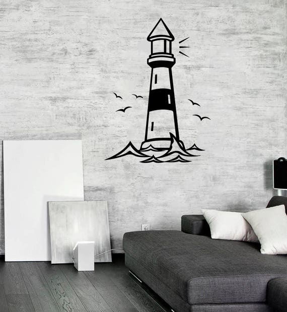 Lighthouse On Waves Vinyl Poster Nautical Sticker Ireland - Lighthouse Wall Sticker Lighthouse On Waves Vinyl Poster Nautical Sticker Ireland - Lighthouse Wall Sticker
