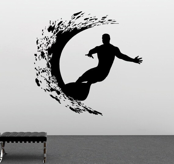 Surfing Wall Vinyl Decal Surfer Wall Vinyl Sticker Sports Decals