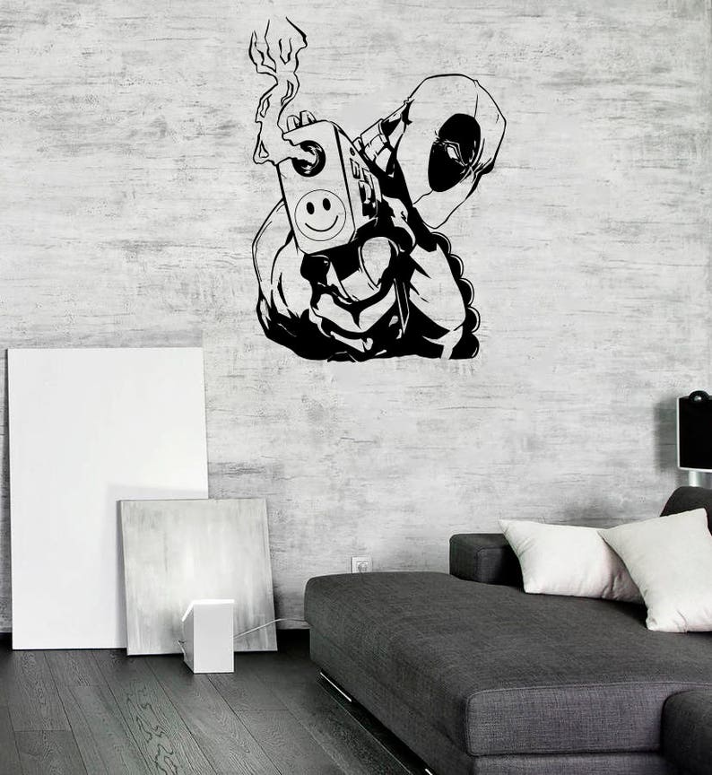 Deadpool Wall Design Superhero Animated Decal Comics Interior Etsy