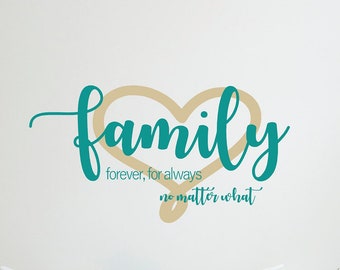 Family Wall Decal, Family No Matter What Decal, Family Forever