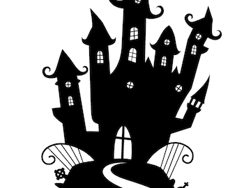 Halloween Wall Decal, Haunted House Wall Decal, Halloween Decal
