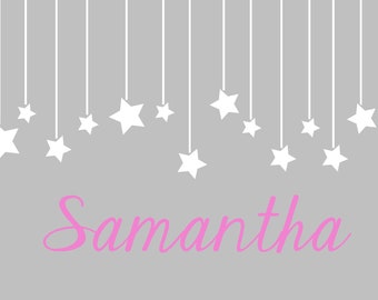 Stars Decal, Hanging Stars Decal, Stars Wall Decal, Personalized Wall Decal, Nursery Wall Decal, Personalized Nursery Decal, Name Decal