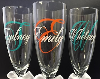 Personalized Glasses, Bridesmaid Glasses,Bridal Party, Mother of the Bride, Bride, Mother of the Groom,