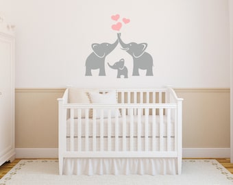 Elephant Family Wall Decal,Nursery Wall Decal, Trunks of Love, Elephants Decal Sticker,SALE