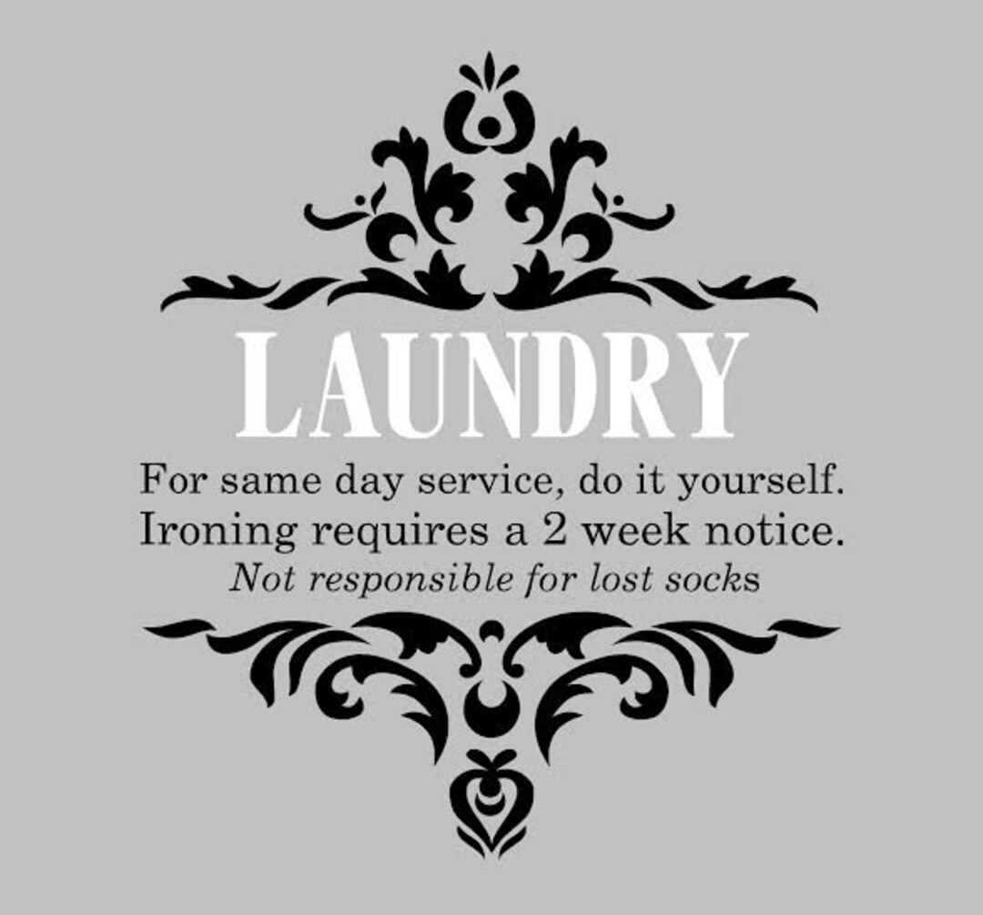 Laundry Wall Decal, Laundrysame Day Service, Do It Yourselfnot Responsible for Lost Socks