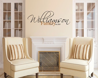 Family Name Wall Decal, Family Name and Established Wall Decal, Family Established Decal,SALE