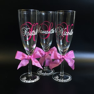 Personalized Glasses, Bridesmaid, Maid of Honor, Monogram Wedding Gifts, Mother of the Bride, Bridal Party