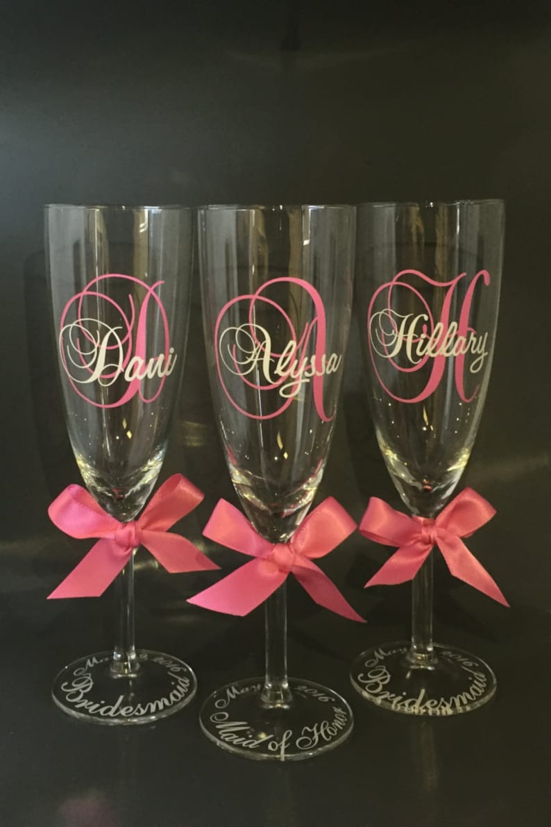 Personalized Champagne Glasses Bride Bridesmaid Maid of Etsy