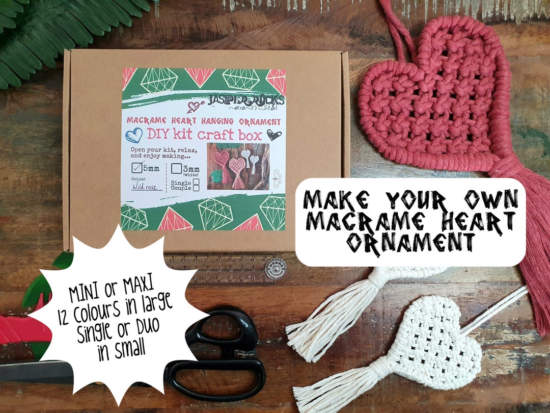 Macrame Heart DIY Kit Craft Gift, Love Ornament Hanging Mothers Day