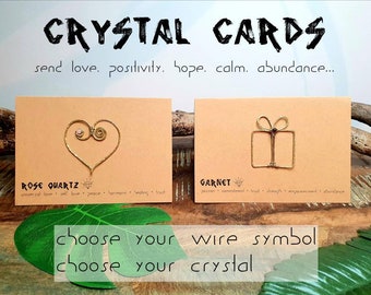 December birthday card, Crystal birthstone send love hope peace positive boho gemstone letterbox pocket hug loved one recycled wire art gift