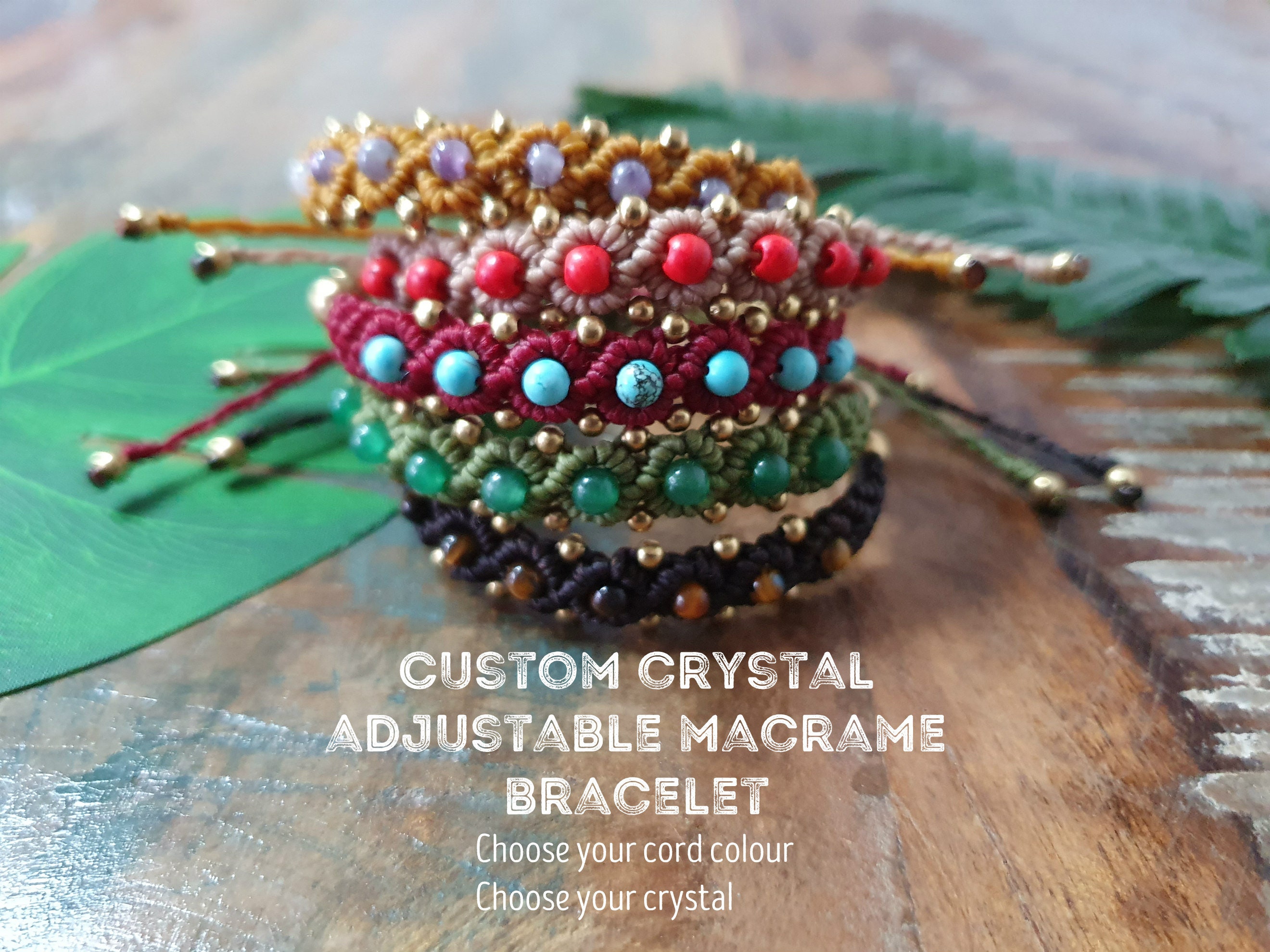 Custom Stone Bracelet Made with Natural Healing Stones, Beads and More Macrame Knotted