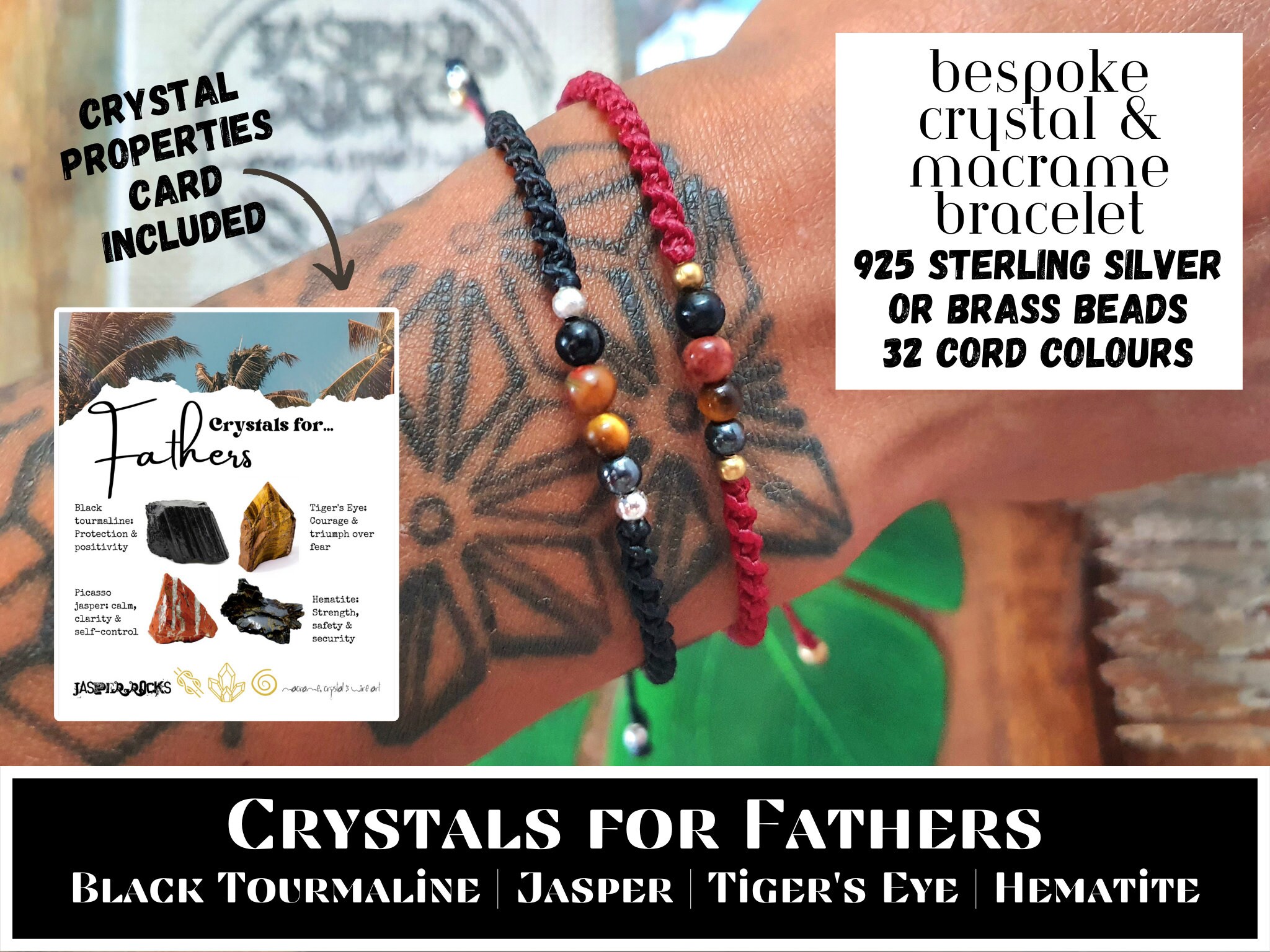 Matching Father Daughter Bracelets - Adjustable Rope Bracelet With Engraved Charm, Birthday/Christmas Gift For Dad