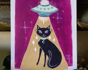 Atomic Kitty Abduction - 5x7 Art Print