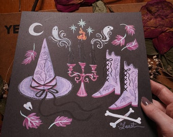 Lilac Witch - Special Edition Hand Embellished 8x8 Art Print