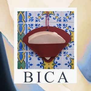 coffee filter holder leather BICA ruby