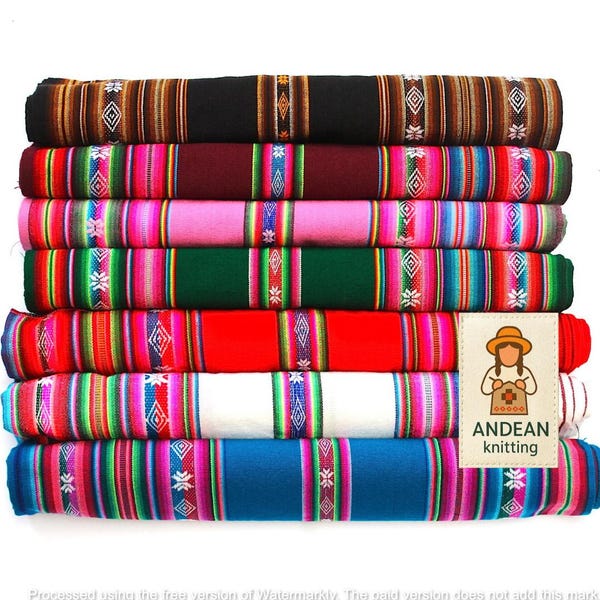 Mar. SALE 30% OFF* Genuine Aguayo Bolivian Peruvian fabric 46''x46'' (117x117 cm.) Tribal Ethnic Stripy woven textile, blanket. any use