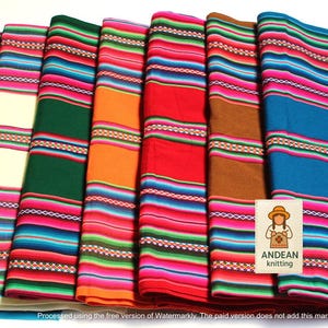 OPENING SALE 30% OFF* Large Size Premium Genuine Aguayo Bolivian Peruvian fabric 98&#39;&#39;x49&#39;&#39; (250x125 cm.) Tribal Ethnic Stripy woven