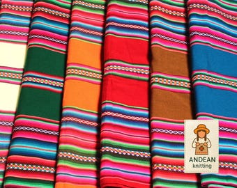 Mayo. OFERTA 30% DE DESCUENTO* Tela Aguayo boliviana y peruana auténtica de primera calidad, tamaño grande, 250 x 125 cm (98'' x 49''). Tejido étnico tribal a rayas.