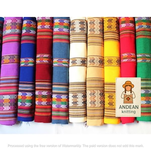 OPENING SALE 30% OFF* Genuine Aguayo Bolivian Peruvian fabric 46&#39;&#39;x46&#39;&#39; (117x117 cm.) Tribal Ethnic Stripy woven textile, blanket. any use