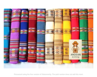 Mayo. OFERTA 30% DE DESCUENTO* Auténtica tela Aguayo boliviana peruana de 117 x 117 cm (46'' x 46''). Textil tribal étnico a rayas, ideal para mantas o cualquier otro uso.