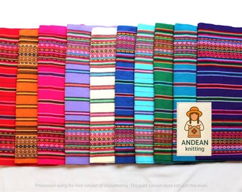 Mayo. OFERTA 30% DE DESCUENTO* Tela auténtica Aguayo boliviana y peruana de gran tamaño, 234 x 117 cm (92'' x 46''). Textil tribal étnico a rayas tejido, manta.