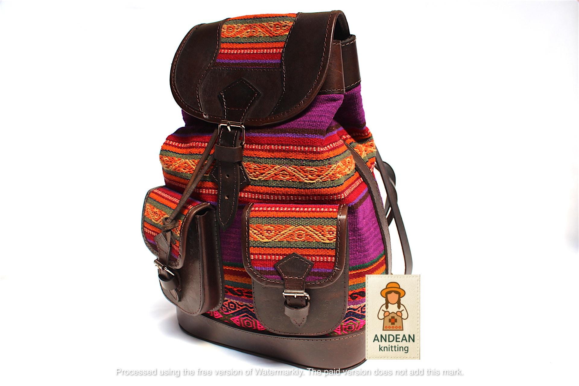 FEB. SALE 30% OFF* Ethnic Andean Handmade Brown Genuine 