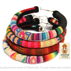 OPENING SALE 30% OFF* Set of 4 Premium Boho Andean Colorful Bracelets, Handmade Tribal Ethnic Aguayo (Bolivian Peruvian wool fabric)