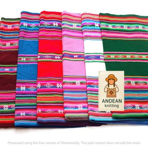 OPENING SALE 30% OFF* Large Size Genuine Aguayo Bolivian Peruvian fabric 92&#39;&#39;x46&#39;&#39; (234x117 cm.) Tribal Ethnic Stripy woven textile, blanket