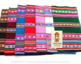 Mayo. OFERTA 30% DE DESCUENTO* Tela auténtica Aguayo boliviana y peruana de gran tamaño, 234 x 117 cm (92'' x 46''). Textil tribal étnico a rayas tejido, manta.