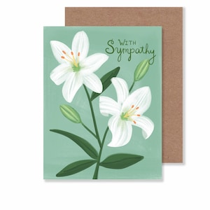 Peace Lillies Sympathy Notecard / 4,25 "X 5,5" Floral Denken an Sie Grußkarte / Trauer und Verlust Blanko Briefpapier