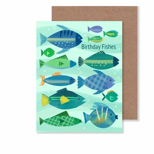 Carte de voeux d'anniversaire poissons/ 4,25 x 5,5 pouces illustration de poisson/ papeterie d'anniversaire Sea Life/ carte d'anniversaire vierge sur le thème de l'océan