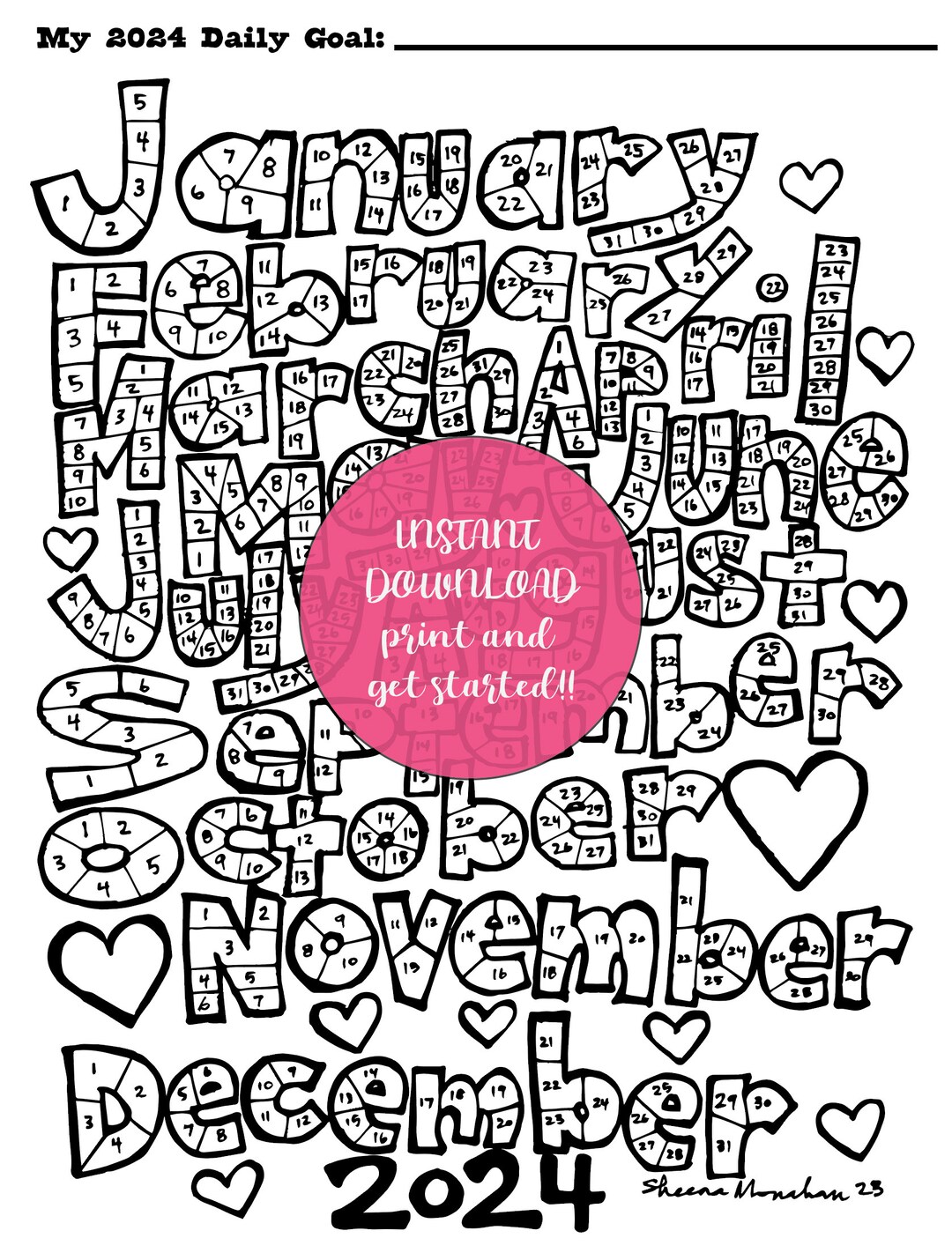 New 2024 Leap Year ILLUSTRATED Fitness Tracker Coloring Sheet Etsy UK