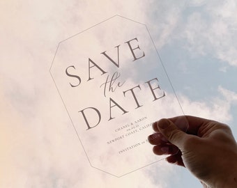 Luxury Acrylic Save the Date, Black Tie Save the Date, Acrylic Save the Date, Acrylic Invitations - Sample