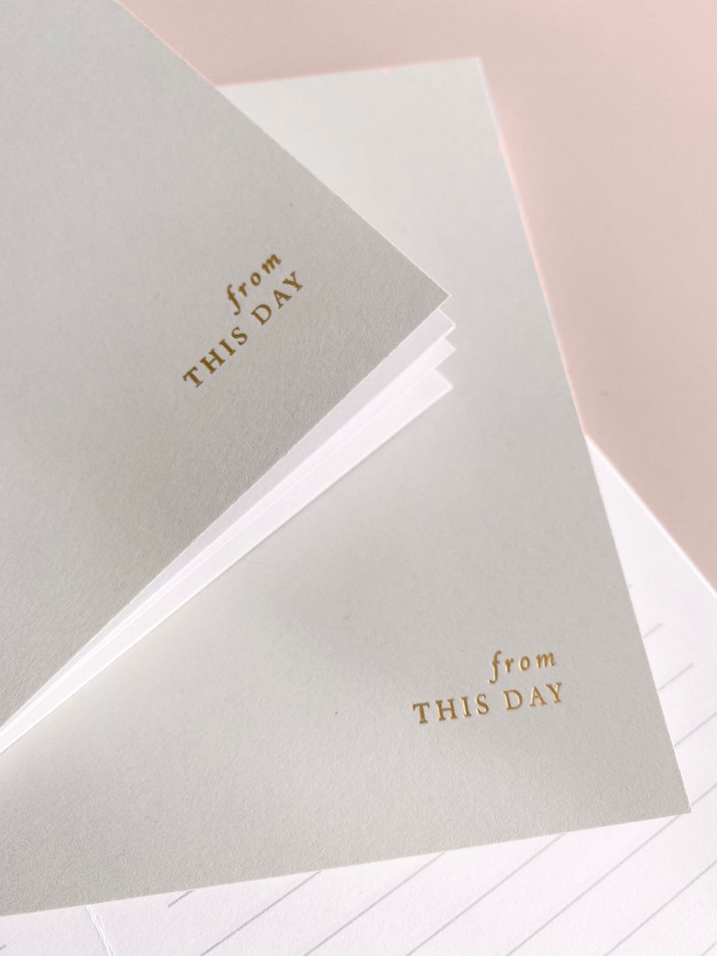 Wedding Vow Booklets, Minimal Vow Booklets, Minimal Gold Foil Pressed Vow Booklets, Foil Pressed Vow Books, Wedding Day Booklets Set of 2 image 1