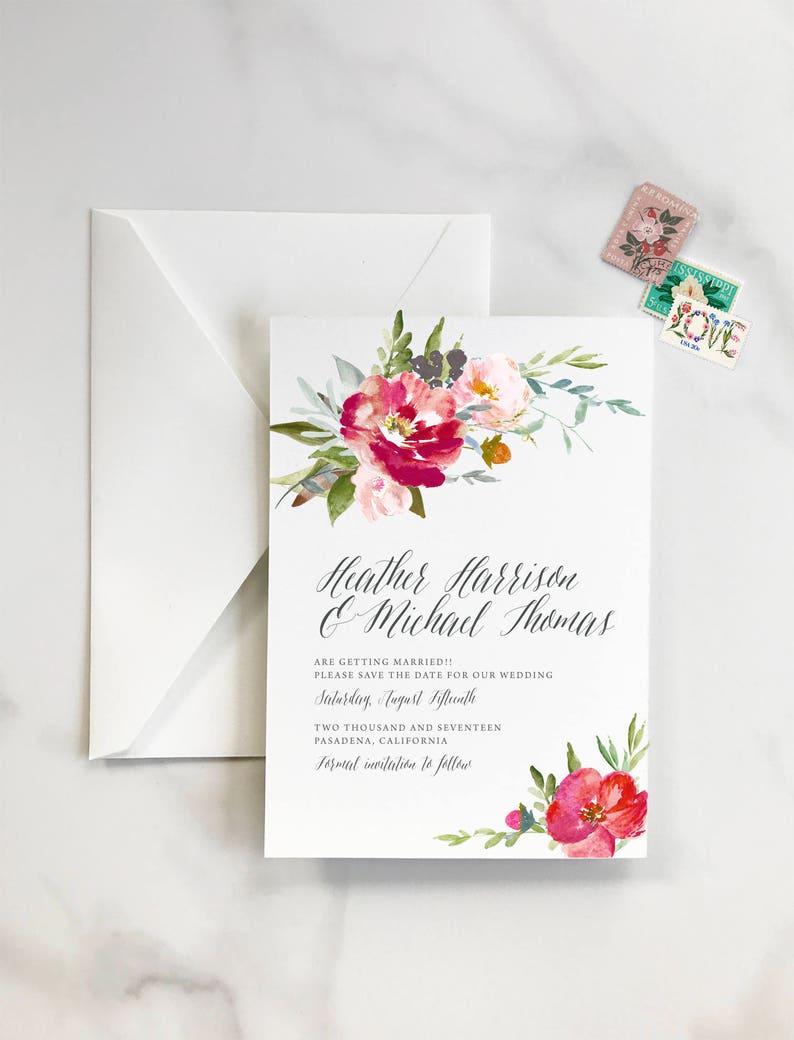 DEPOSIT Colorful Floral Save the Date Vibrant Save the Date Garden Save the Date Bright Floral Save the Date Flower Save the Date